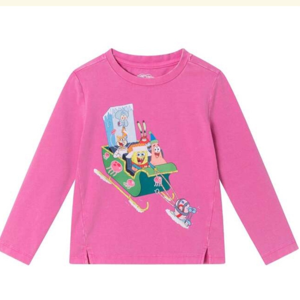 SpongeBob SquarePants Andy & Evan Krabby Patty Sleigh Ride Tee NWOT 5t